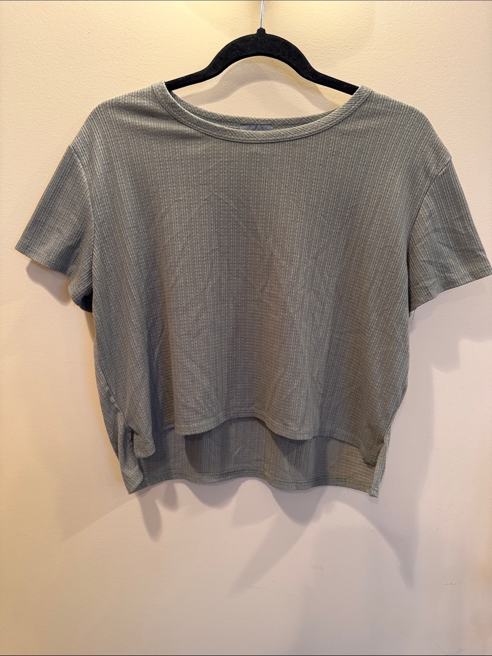 Olivia Rae Ribbed Short-Sleeve Crop Top - Sage